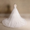 Nectarean Strapless A-Line Beaded Wedding Dress Lace Applique Long Train